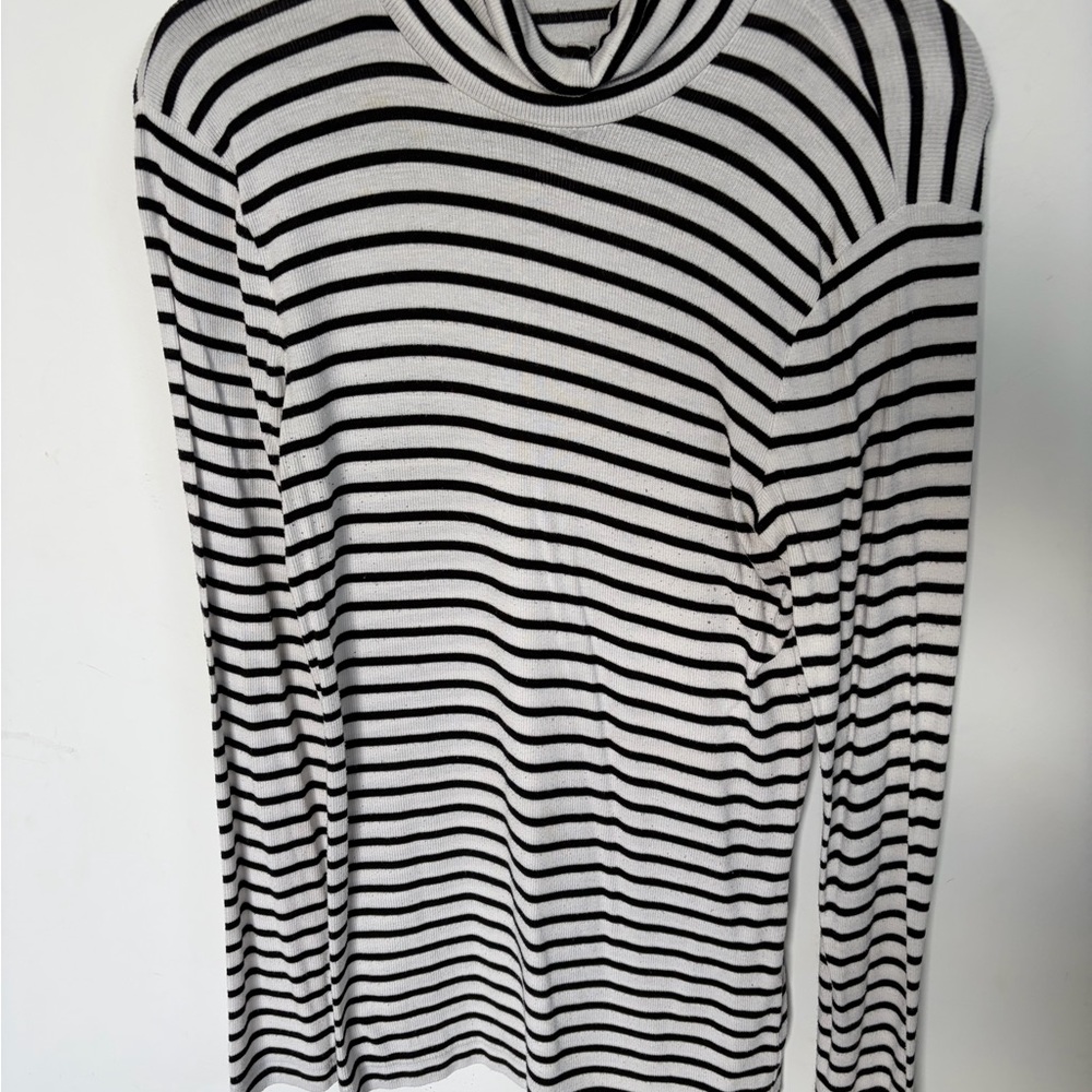 Aritzia Black and White Striped Long Sleeve Top